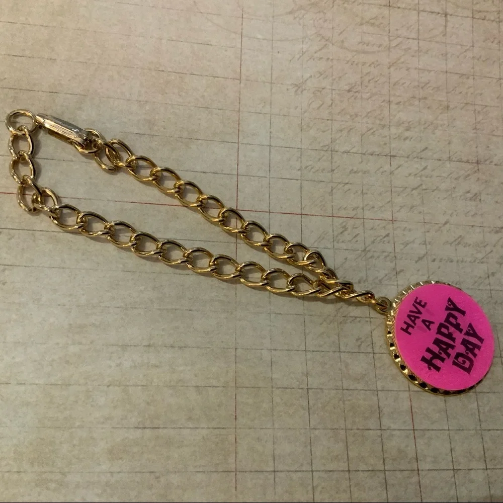 SMILEY HAVE A NICE DAY CHANGE IMAGE VERY VINTAGE BRACELET 70s - Picture 3 of 12